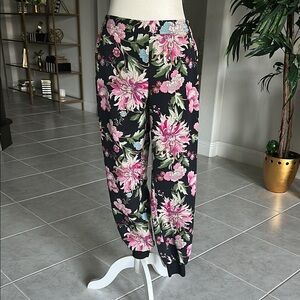 Express Black and Pink Floral Joggers